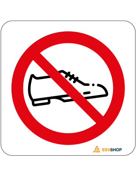 Raamsticker schoenen uit, rond, rood wit, symbool schoen met rode streep