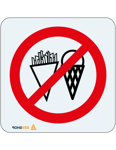 Raamsticker friet en ijs verboden, rood wit, rond, symbool friet en ijs met rode streep