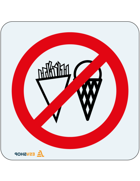 Raamsticker friet en ijs verboden, rood wit, rond, symbool friet en ijs met rode streep