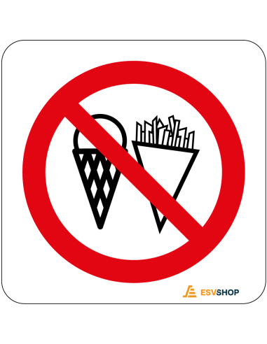 Raamsticker friet en ijs verboden, rood wit, rond, symbool friet en ijs met rode streep