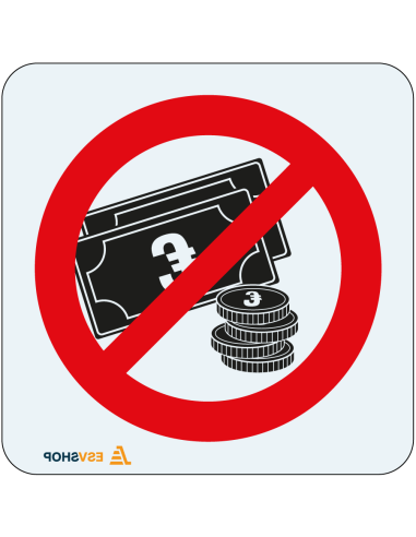 Raamsticker niet met contant geld betalen, rood wit, rond, symbool contant geld met rode streep