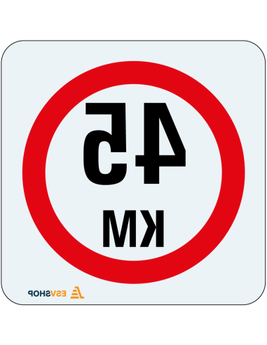 Raamsticker maximaal 45 km per uur, rood wit, rond, tekst 45 km met rode rand