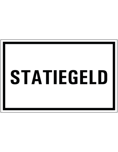 Statiegeld tekstbord, zwart wit, rechthoekig, tekst statiegeld met zwarte rand
