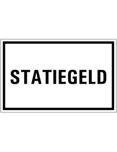 Statiegeld tekststicker, zwart wit, rechthoekig, tekst statiegeld met zwarte rand