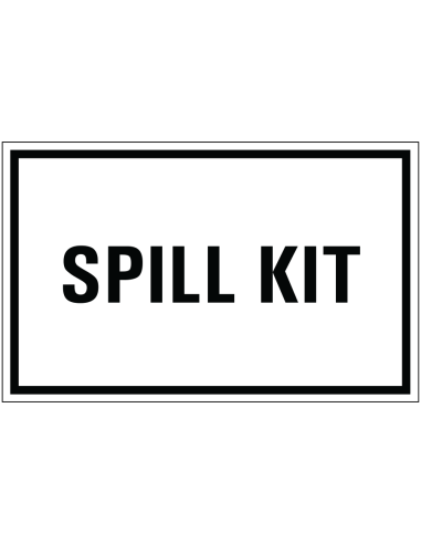 Spill kit bord, zwart wit, rechthoekig, tekst spill kit op witte achtergrond