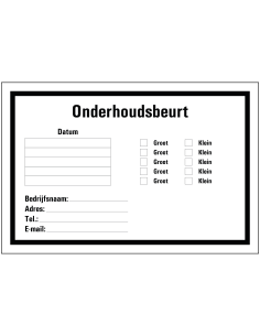 Onderhoudsbeurt, zwart wit, rechthoekig, Nederlandse tekst, beschrijfbaar