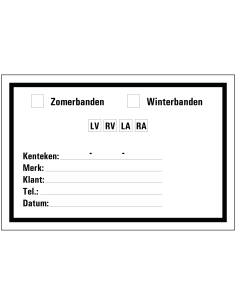 Zomer-winterbanden sticker , zwart wit, rechthoekig, Nederlandse tekst, beschrijfbaar