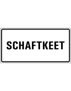 Schaftkeet sticker, zwart wit, rechthoekig, tekst schaftkeet met zwarte rand