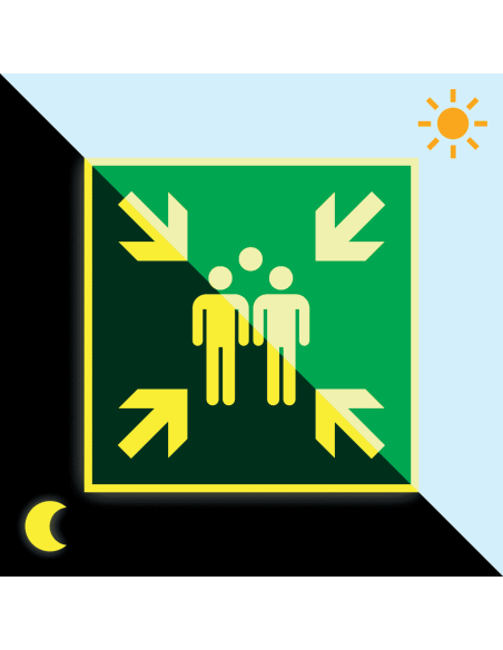 Extra lichtgevend verzamelplaats bord, kunststof, E007