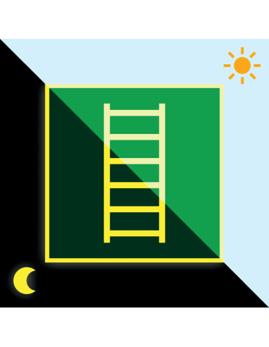 Extra lichtgevend vluchtladder bord, kunststof, E059