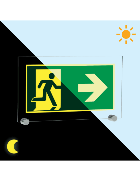Extra lichtgevend nooduitgang bord pijl rechts - acryl