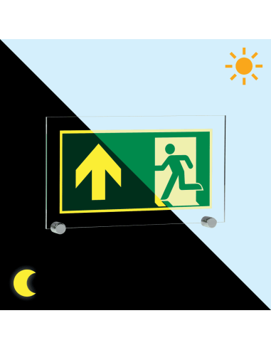 Extra lichtgevend nooduitgang bord pijl boven - acryl