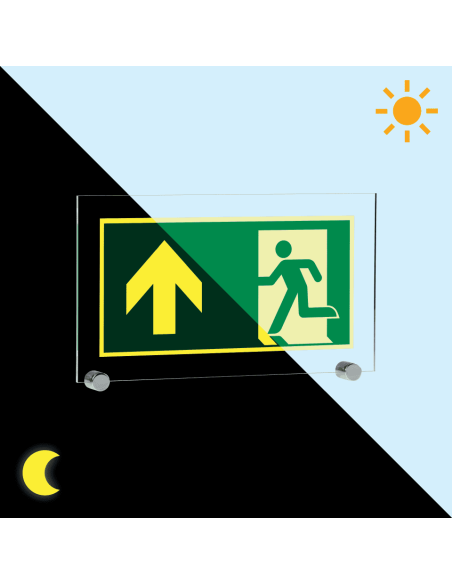Extra lichtgevend nooduitgang bord pijl boven - acryl