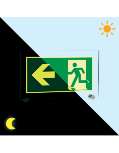 Extra lichtgevend nooduitgang bord pijl links - acryl