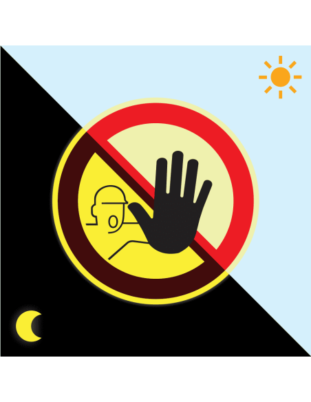 Extra lichtgevende verboden toegang voor onbevoegden sticker, 200 mm