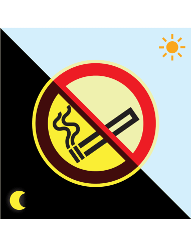 Extra lichtgevende niet roken sticker, 200 mm, P002