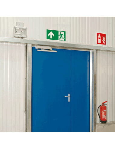 Extra lichtgevend nooduitgang bord pijl boven - aluminium - E001, groen wit, rechthoekig