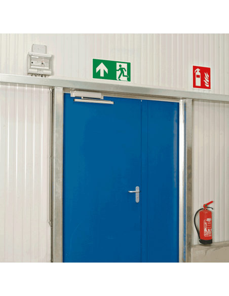 Extra lichtgevend nooduitgang bord pijl boven - aluminium - E001, groen wit, rechthoekig