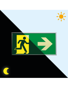 Extra lichtgevend nooduitgang bord pijl rechts in frame