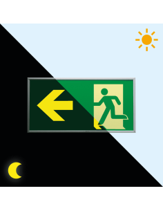 Extra lichtgevend nooduitgang bord pijl links in frame