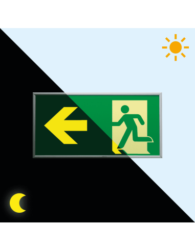 Extra lichtgevend nooduitgang bord pijl links in frame