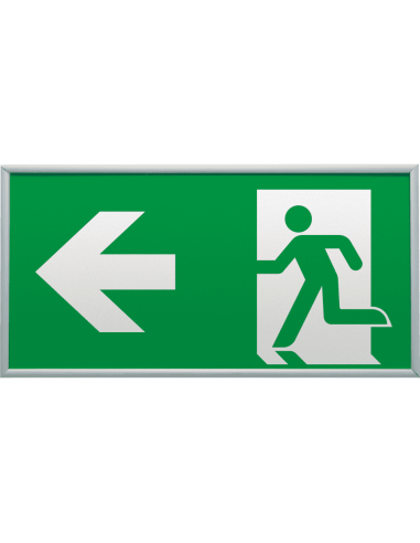 Nooduitgang bord pijl links in frame