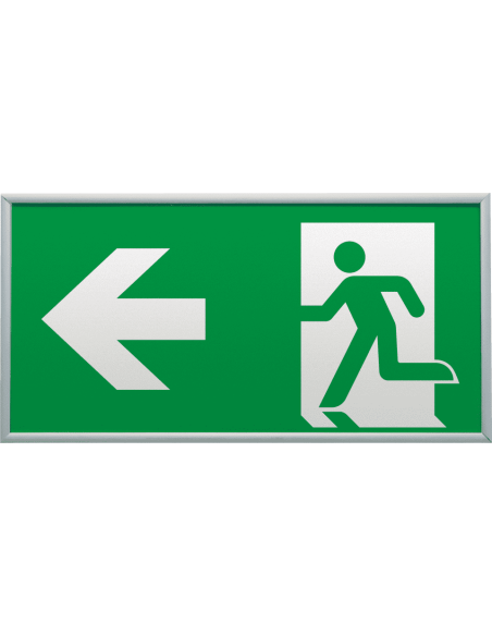 Nooduitgang bord pijl links in frame
