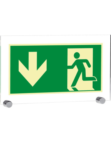 Extra lichtgevend nooduitgang bord pijl beneden - acryl