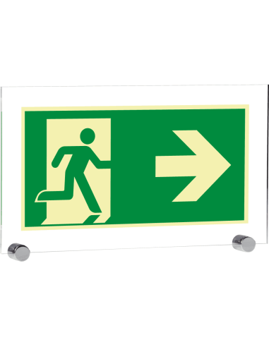 Extra lichtgevend nooduitgang bord pijl rechts - acryl