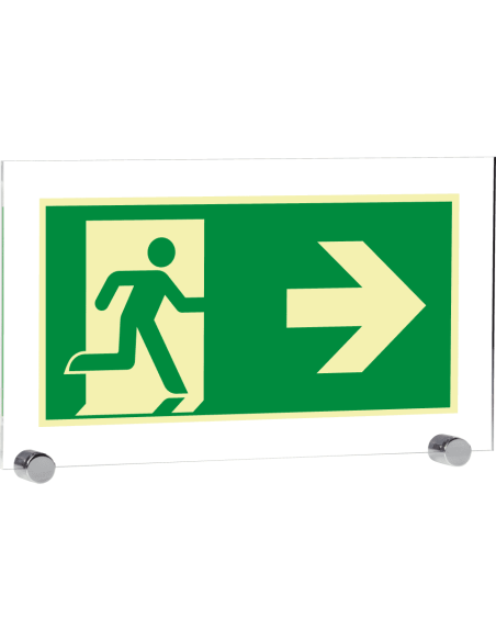 Extra lichtgevend nooduitgang bord pijl rechts - acryl
