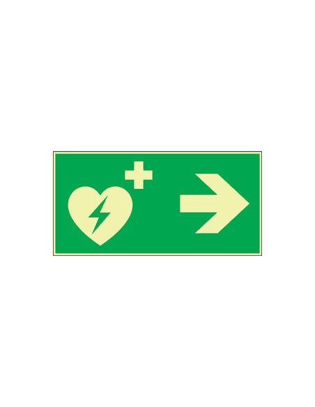 Extra lichtgevend AED bord met pijl rechts kopen?