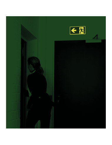 Extra lichtgevende nooduitgang sticker pijl links - E001