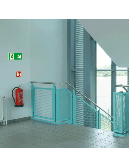 Extra lichtgevende nooduitgang sticker pijl rechtsonder - E002