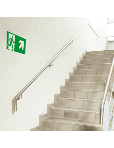 Extra lichtgevende nooduitgang sticker pijl rechtsboven - E002