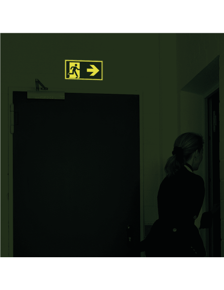Extra lichtgevend nooduitgang bord pijl rechts - kunststof - E002, groen wit, rechthoekig