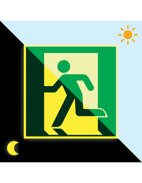 Extra lichtgevend nooduitgang links bord - kunststof