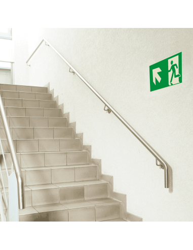 Extra lichtgevend nooduitgang bord pijl linksboven - aluminium - E001, groen wit, rechthoekig