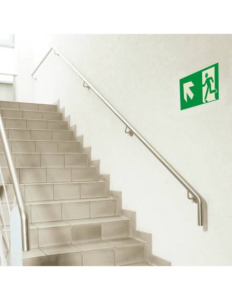 Extra lichtgevend nooduitgang bord pijl linksboven - aluminium - E001, groen wit, rechthoekig