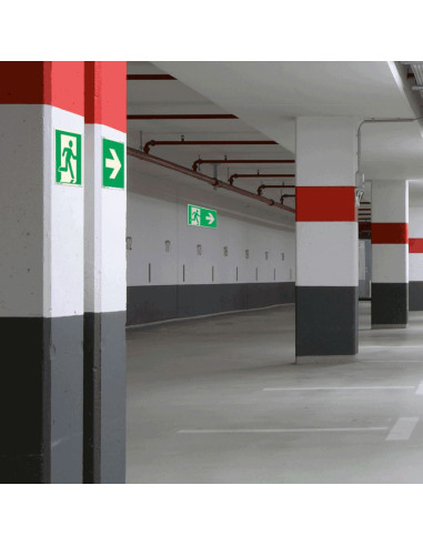 Extra lichtgevend nooduitgang rechts bord - aluminium - E002, groen wit, vierkant