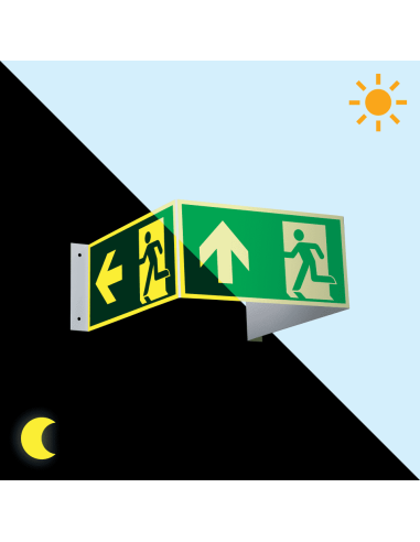 Extra lichtgevend 3D nooduitgang bord rechtdoor - kunststof, rechthoekig, groen wit, ISO 7010