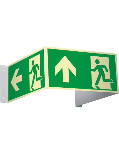 Extra lichtgevend 3D nooduitgang bord rechtdoor - kunststof, rechthoekig, groen wit, ISO 7010