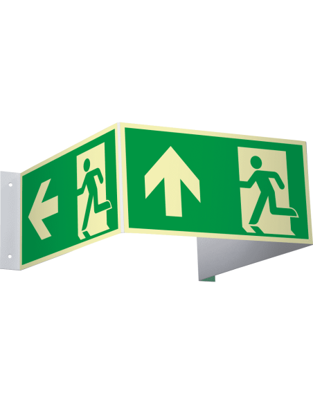 Extra lichtgevend 3D nooduitgang bord rechtdoor - kunststof, rechthoekig, groen wit, ISO 7010
