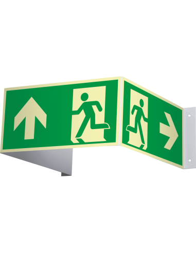 Extra lichtgevend 3D nooduitgang bord rechtdoor - kunststof, rechthoekig, groen wit, ISO 7010