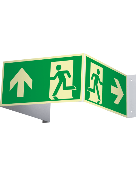 Extra lichtgevend 3D nooduitgang bord rechtdoor - kunststof, rechthoekig, groen wit, ISO 7010