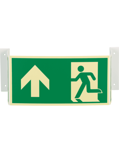 Extra lichtgevend 3D nooduitgang bord rechtdoor - kunststof, rechthoekig, groen wit, ISO 7010