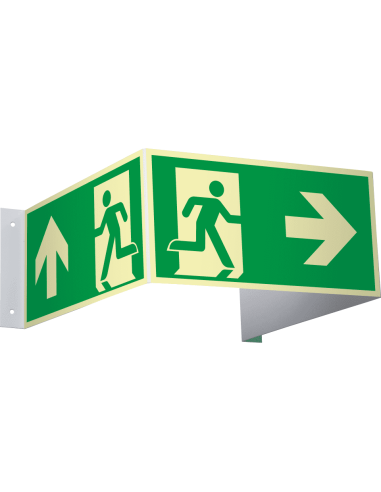Extra lichtgevend 3D nooduitgang bord rechts - kunststof, groen wit, rechthoekig, ISO 7010