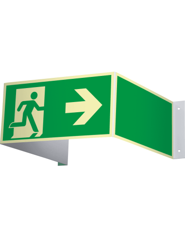 Extra lichtgevend 3D nooduitgang bord rechts - kunststof, groen wit, rechthoekig, ISO 7010