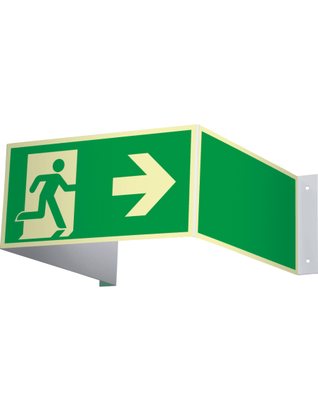 Extra lichtgevend 3D nooduitgang bord rechts - kunststof, groen wit, rechthoekig, ISO 7010