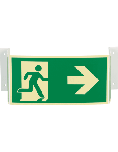 Extra lichtgevend 3D nooduitgang bord rechts - kunststof, groen wit, rechthoekig, ISO 7010