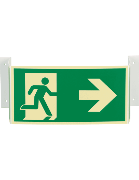 Extra lichtgevend 3D nooduitgang bord rechts - kunststof, groen wit, rechthoekig, ISO 7010